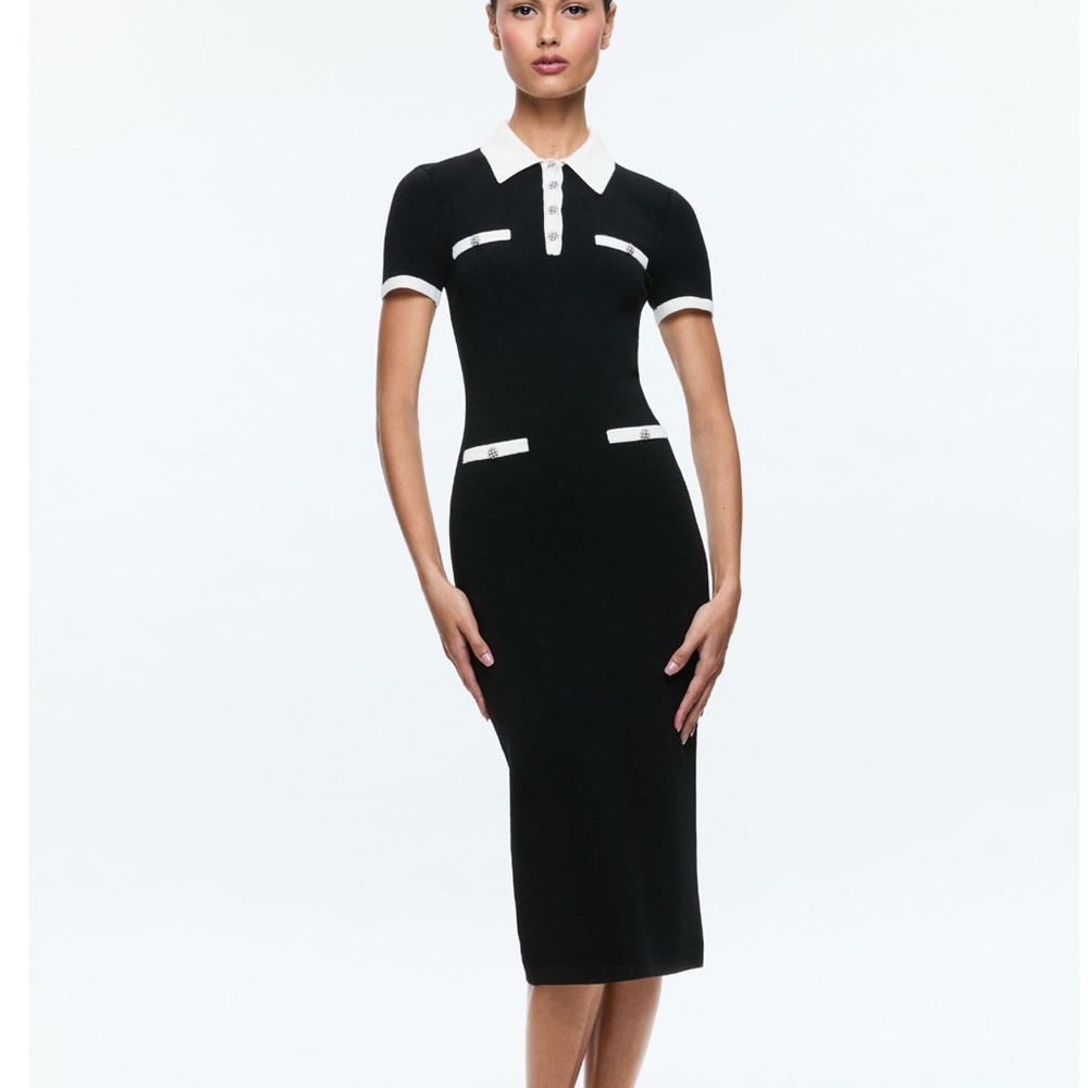 Alice + Olivia Black and White Midi Dress